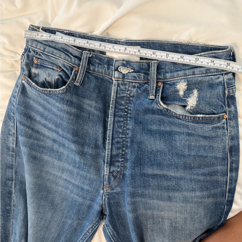 MOTHER Blue Distressed Boyfriend Jeans - Picture 4 of 10